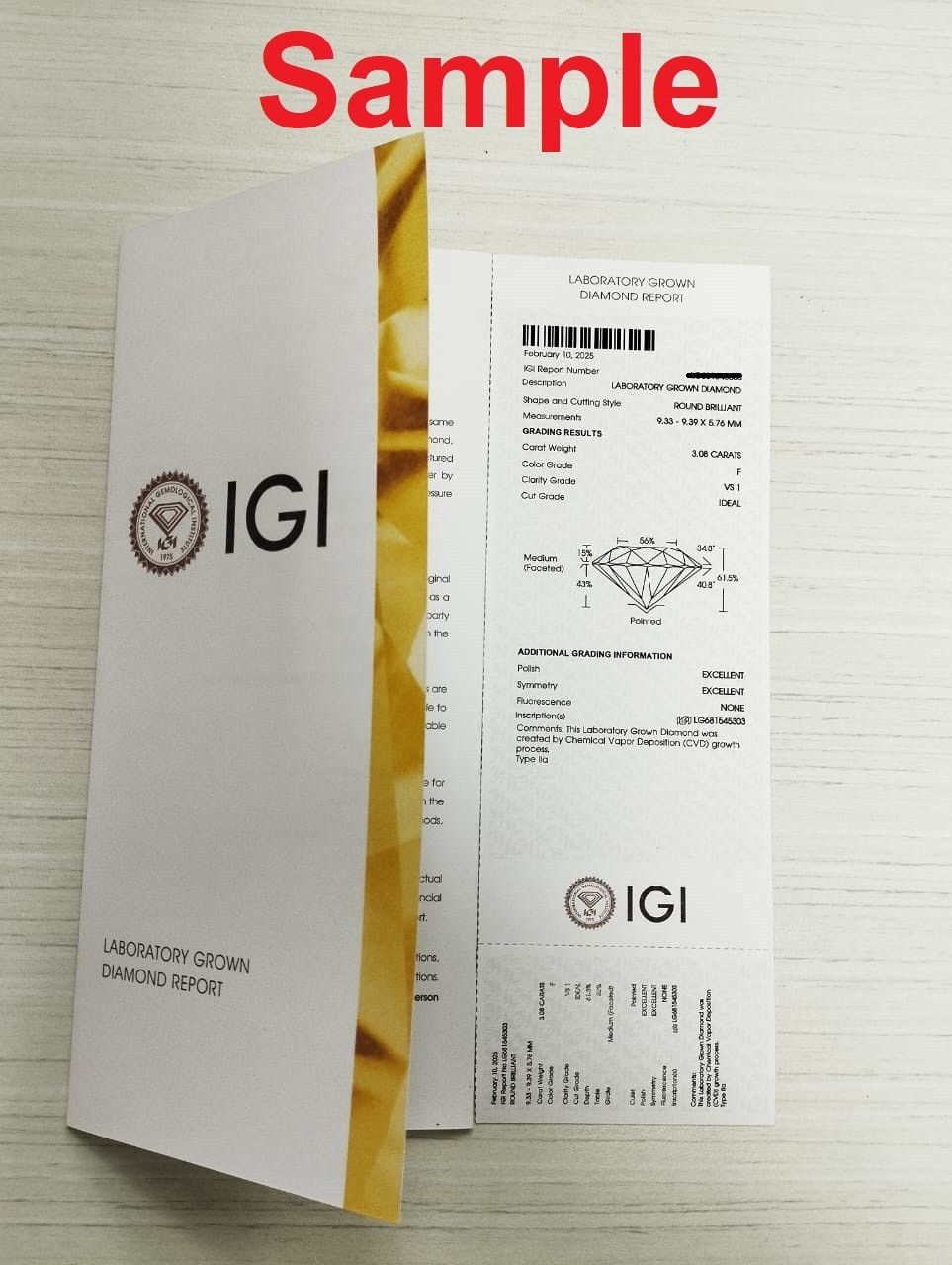 IGI Certified 1ct Round Lab Created Grown Diamond Pendant Necklace 14k Gold