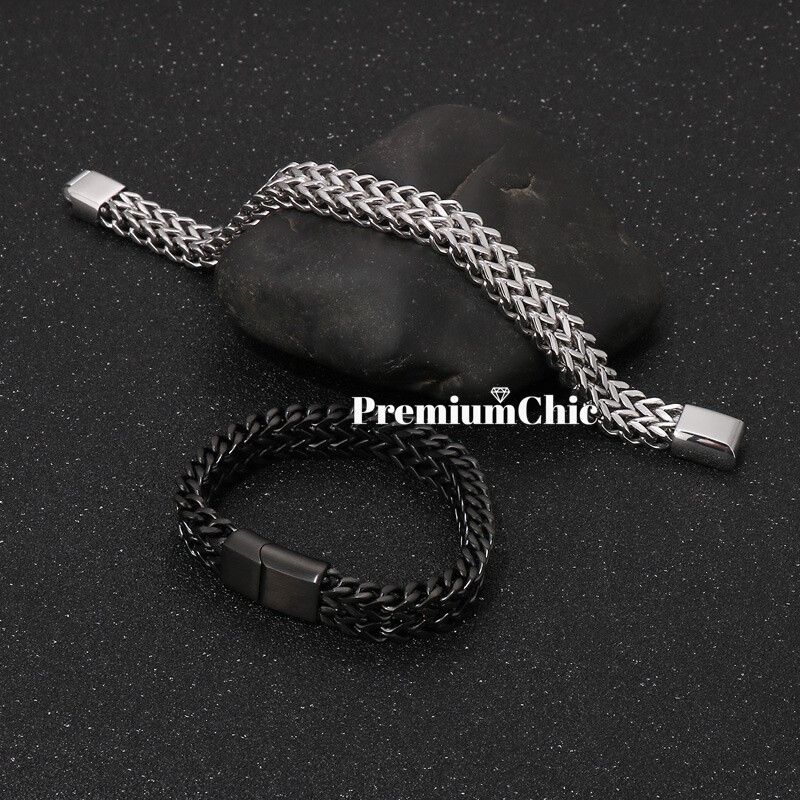 Unisex Stainless Steel Mesh Bracelet Wristband w Magnetic Clasp