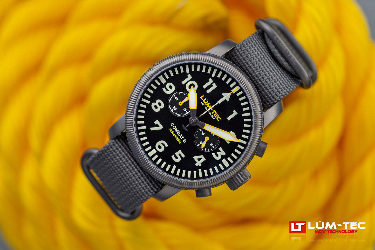 Lum-Tec Mens Watch Combat B64 Chronograph 43mm Black Dial Miyota Japan OS21J