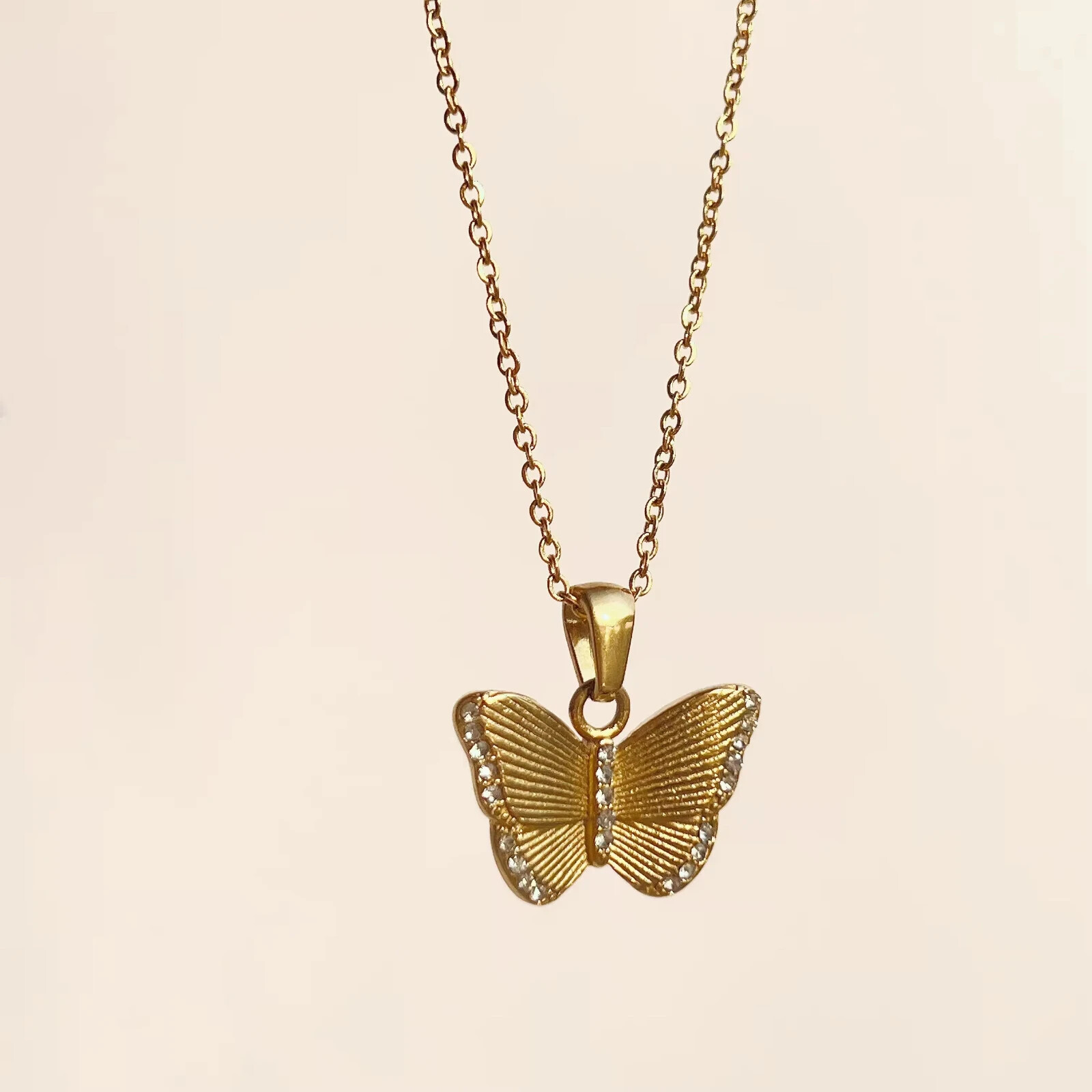 18K Gold Filled Butterfly Pendant Necklace for Women waterproof and tarnish free