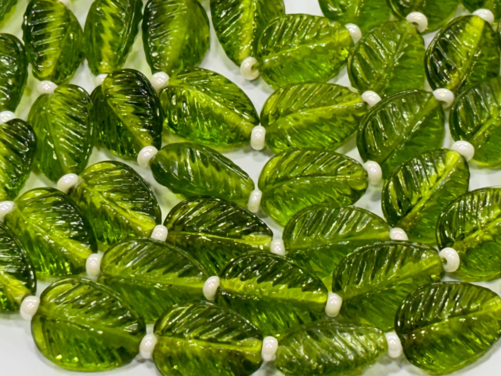 Peridot Pear Carved 10X14-11X15 MM Beads 18″inch 1 Necklace 3 Layer