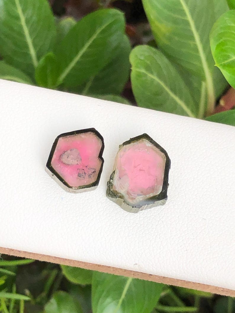 11.70Ct Premium Watermelon Tourmaline Slice Pair 2pc Afghanistan Loose Gem