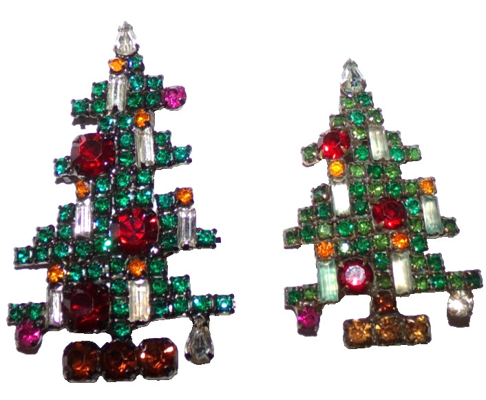 CHRISTMAS TREE shaped pin lot of 2–One signed Weiss the other unsigned–SALE!!