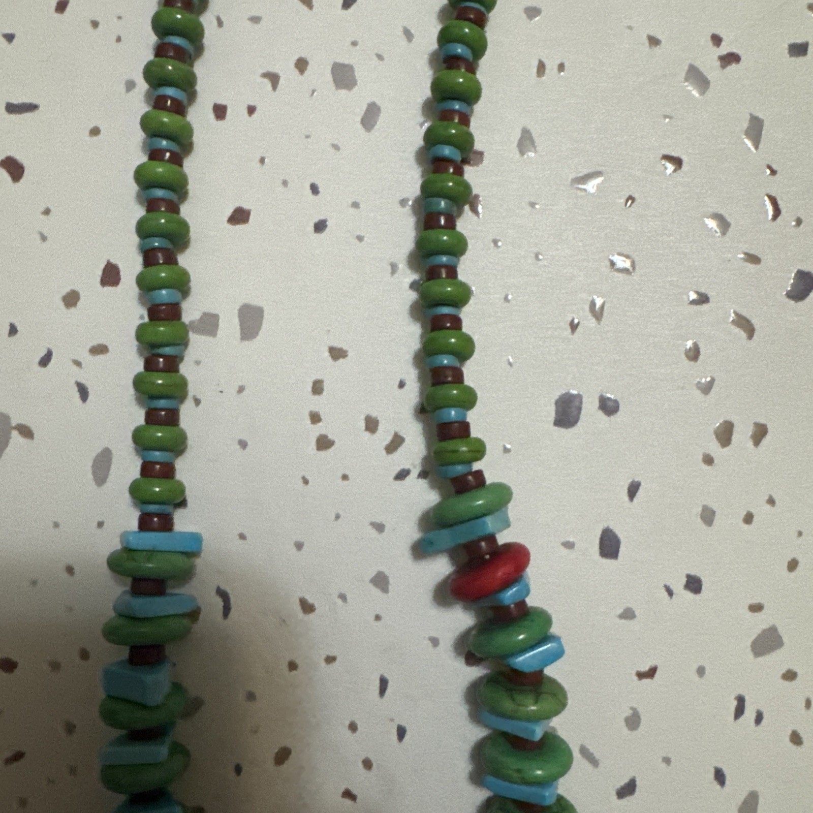 Block Turquoise Magnesite Beaded Necklace