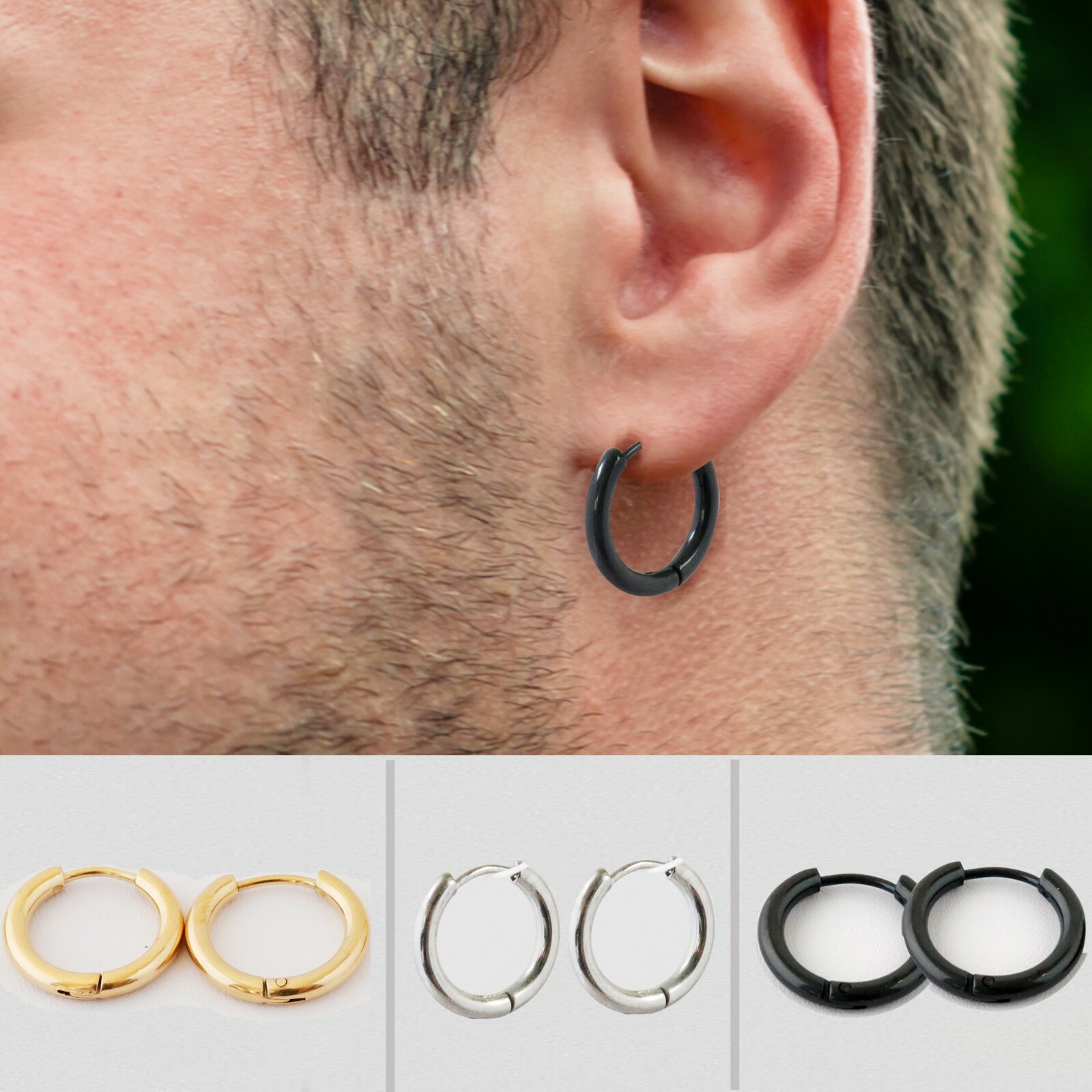 Men Cross Earrings,Cross Hoop Earrings,Cross Earrings, Hoop with Cross