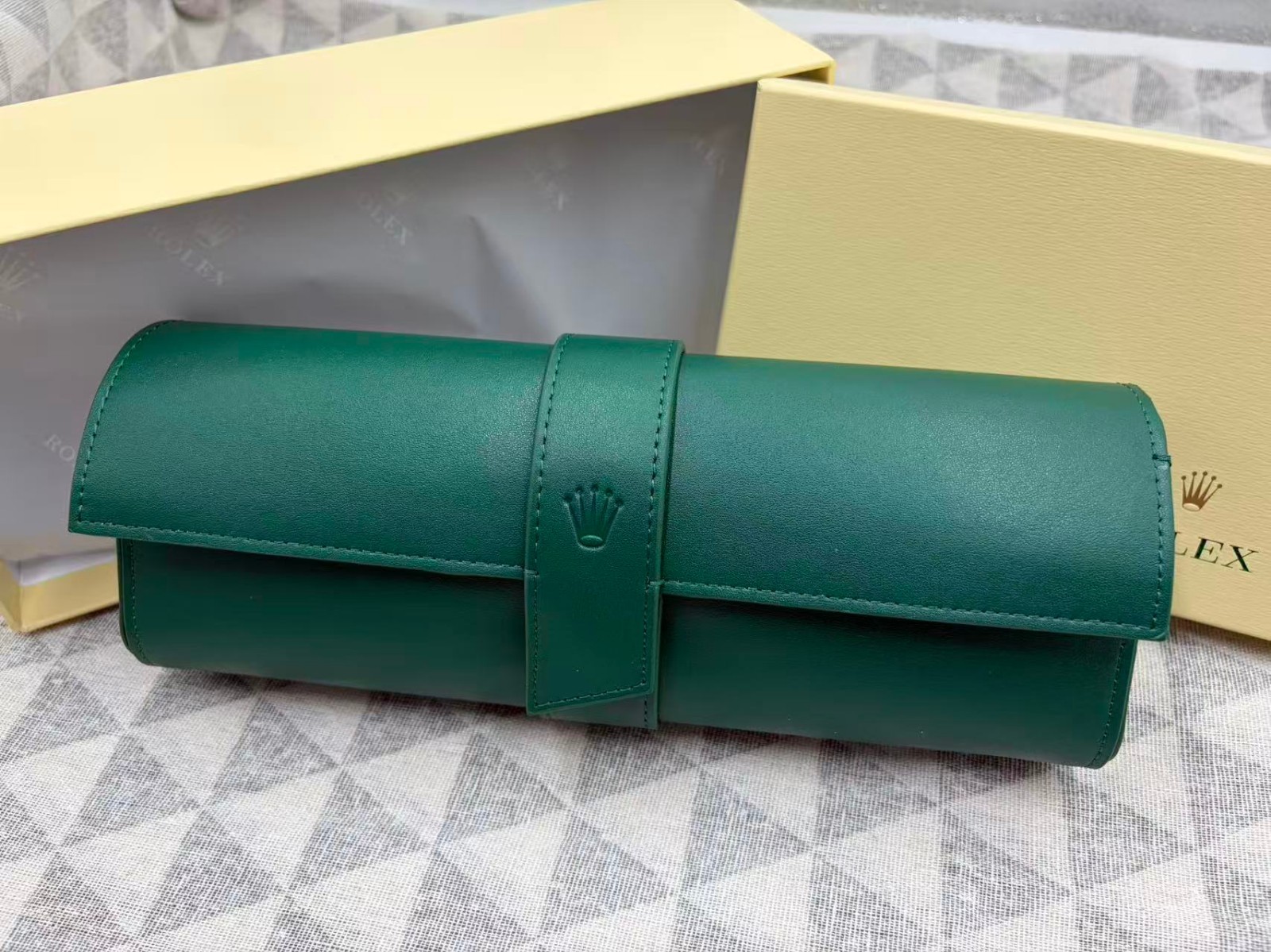 Luxury Green Leather Watch Roll Travel Case 3 Slot Storage Pouch Collector Gift