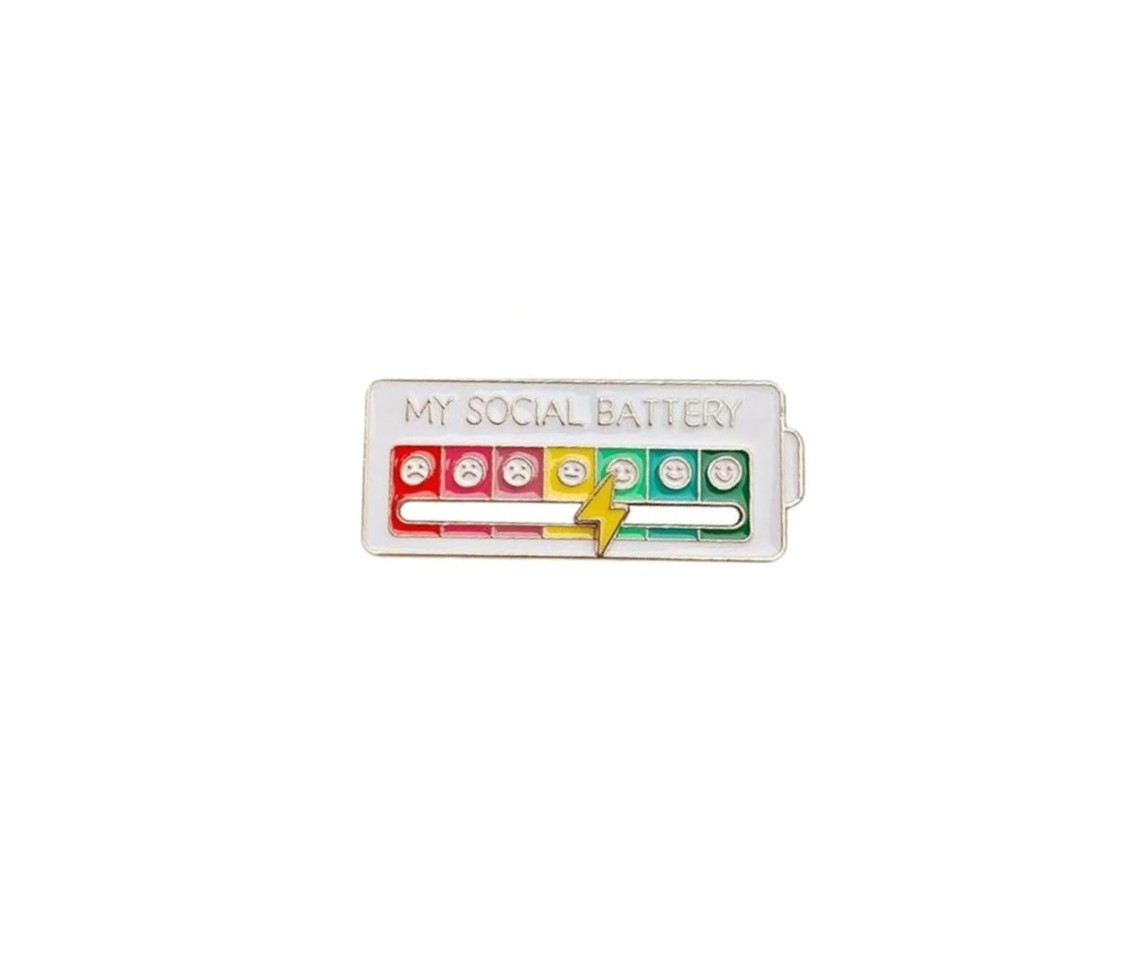 3pack My Social Battery Interactive Mood Enamel Pin NEW