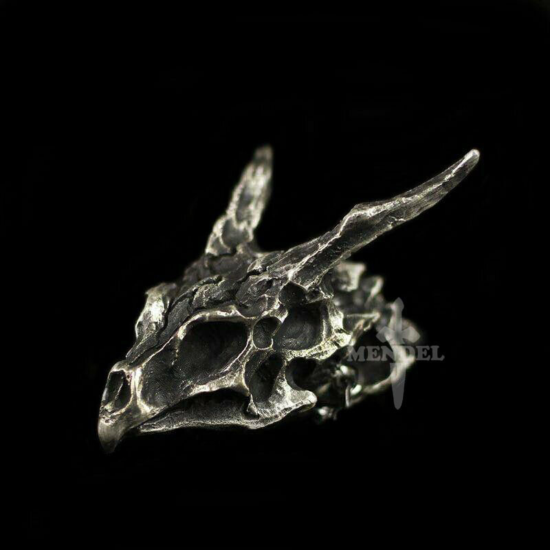 MENDEL Mens Stainless Steel Heavy Wolf Dragon Skull Pendant Necklace Vintage Men