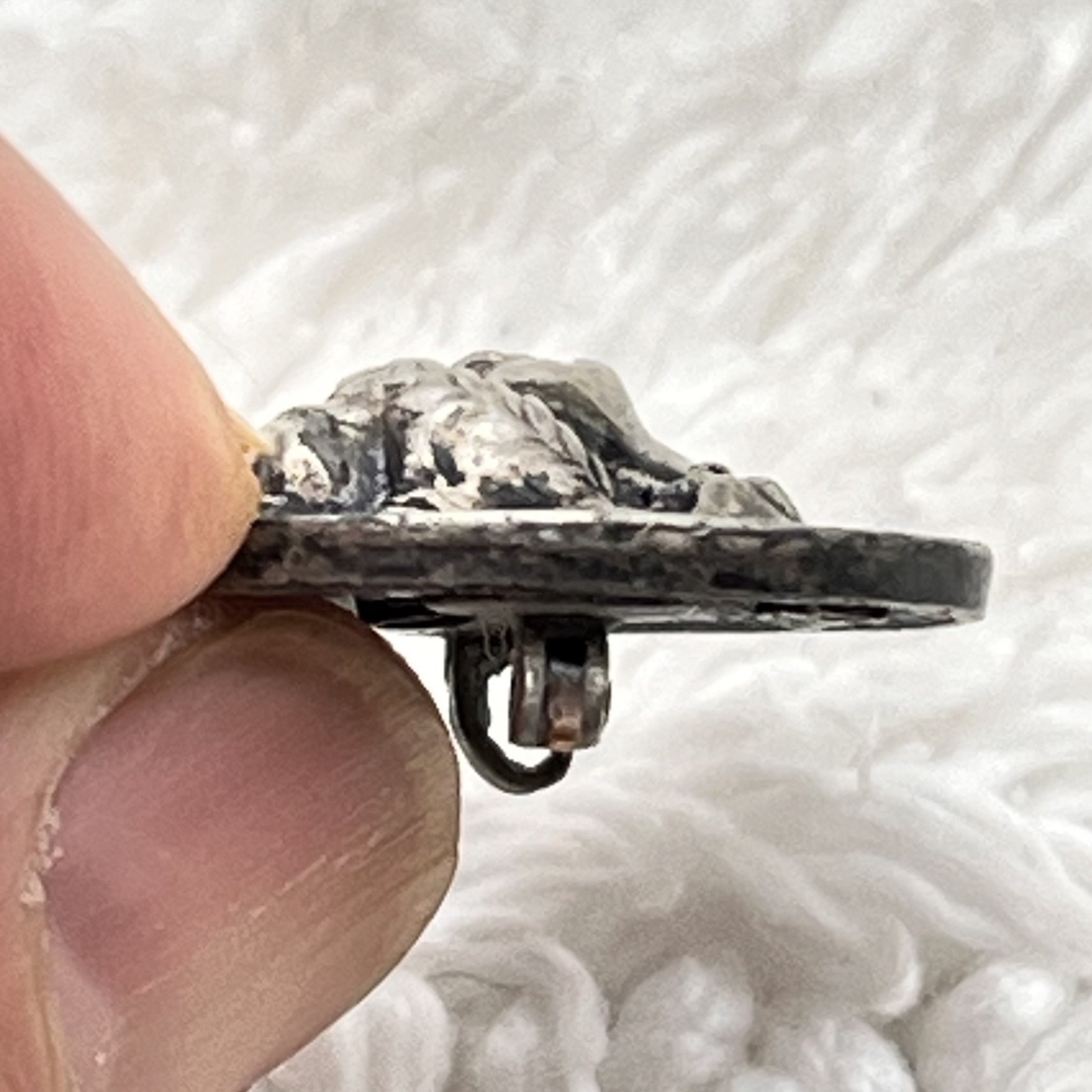 Vintage Antique 1909 Liberty Head Coin Brooch Lapel Pin 3D Face Silver Tone .75″