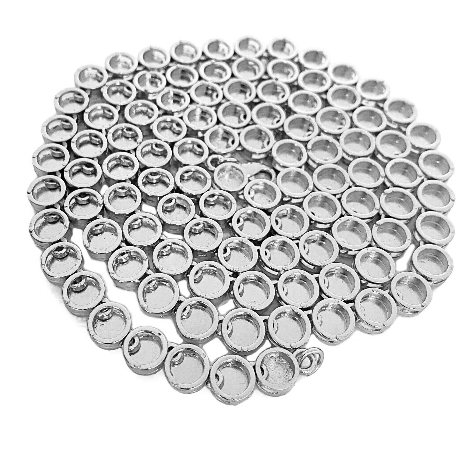 Men’s Flower Cluster Chain Simulated CZ Iced Flooded Out One Row Silver Tone 36″