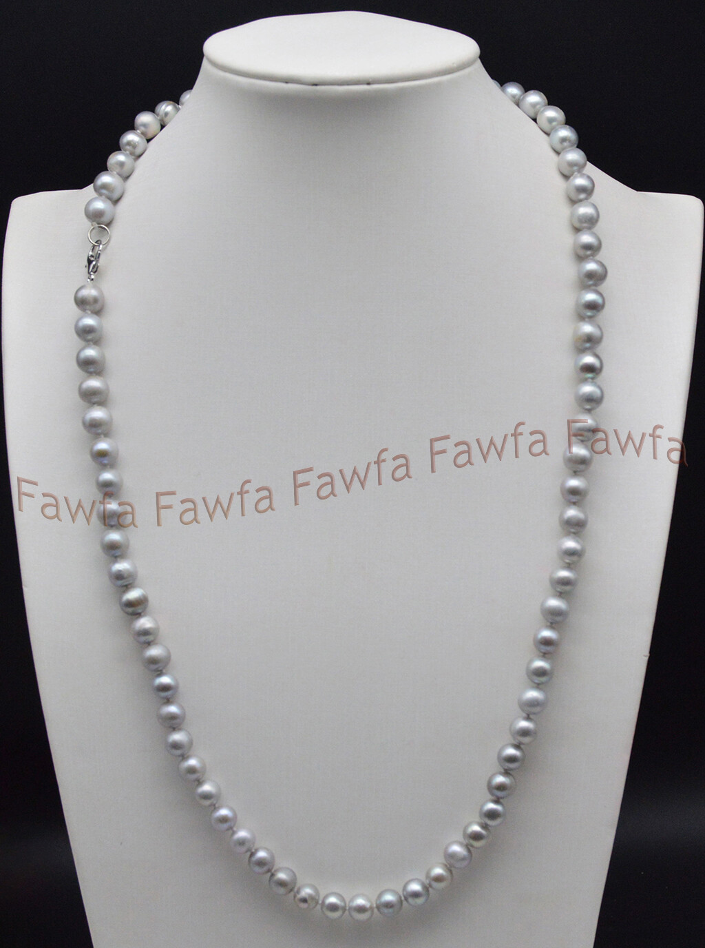 Long 16-48” Silver Akoya Real Freshwater Cultured Pearl Necklace 7-8mm 8-9mm