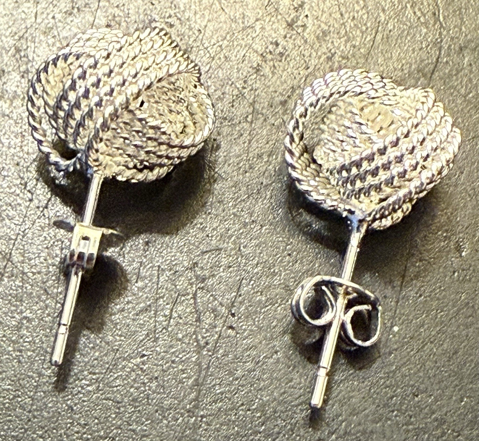 Bali Rope Style Knot Stud Earrings Sterling Silver Cl.3