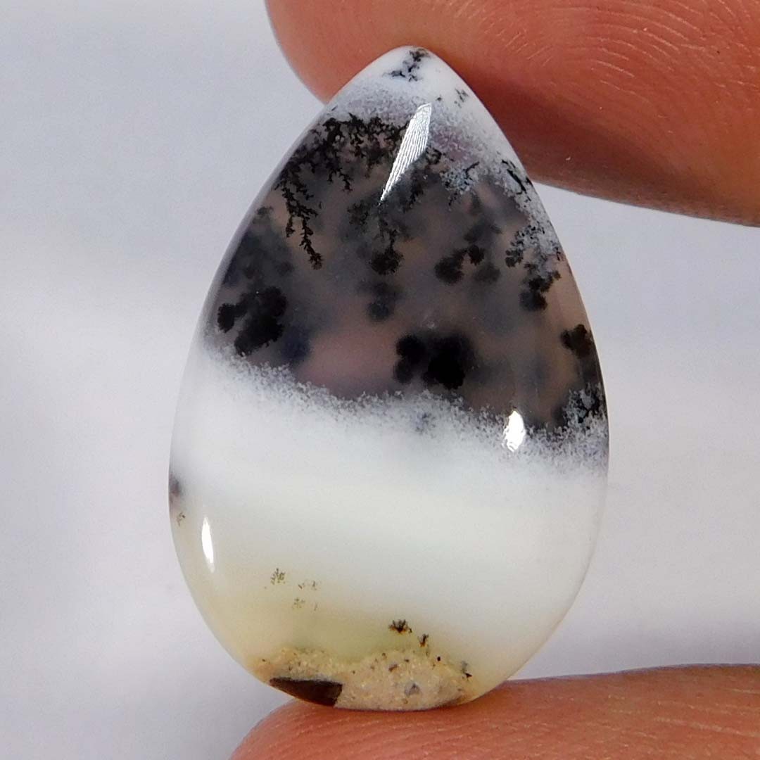 15.15Cts. Natural Gorgeous Dendritic Opal Pear Cabochon Reiki Healing Gemstone