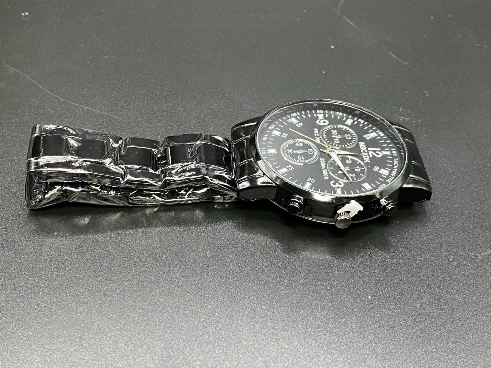Black Stainless Steel Quartz Watch Casual Sport Design MSCXDK
