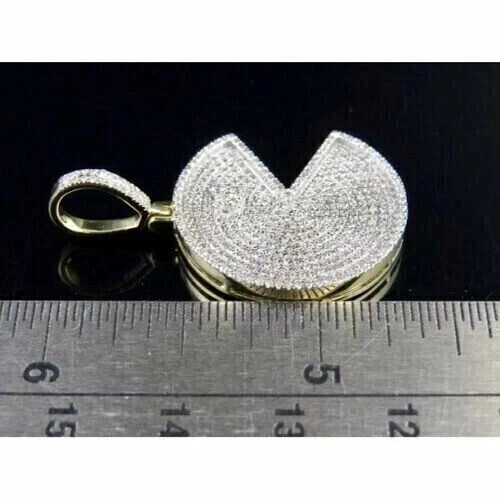 2.00 Ct Round Cut Moissanite PACMAN Shape Charm Pendant Real 925 Sterling Silver