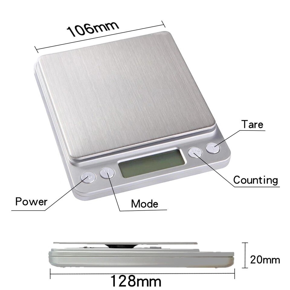 Digital Weight Scale Kitchen Jewelry Gold Grain Food MiniSize Gram 2000g/0.1g zz
