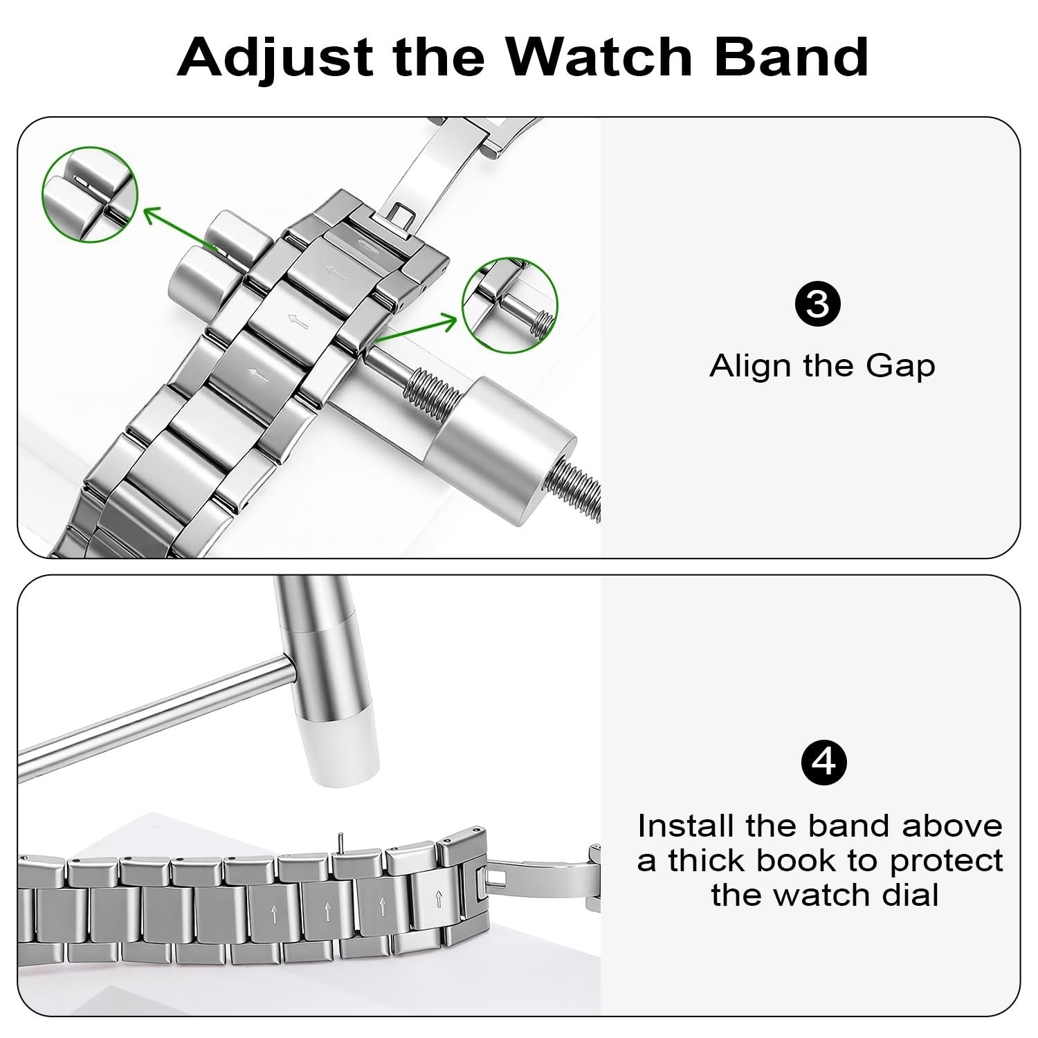 Solid Watch Link Removal Kit with Hammer & Pins – Watch Band Adjustment Tools