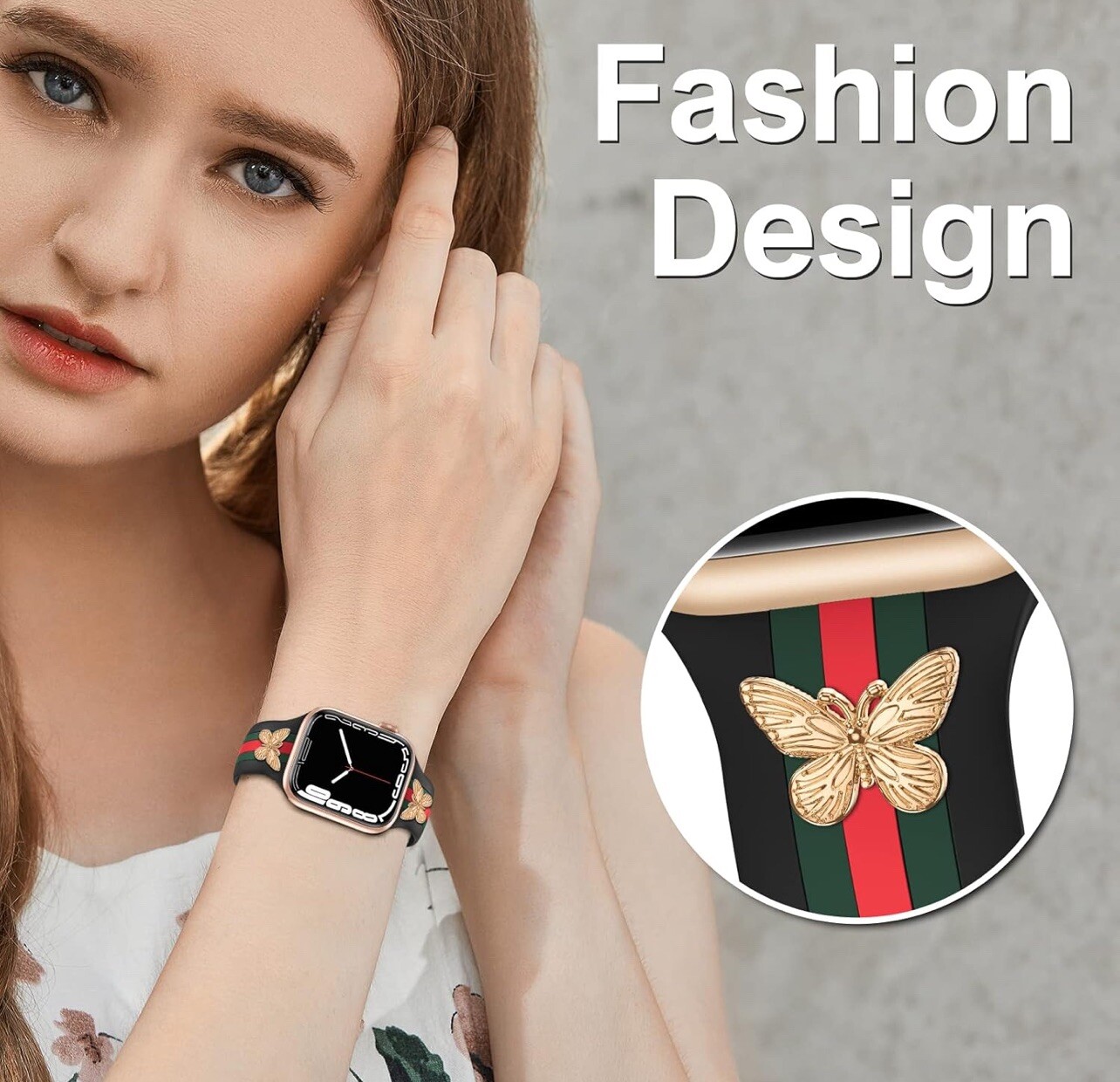Designer Band with Charms Decor Compatible with Apple Watch Band 38mm 40mm 41mm