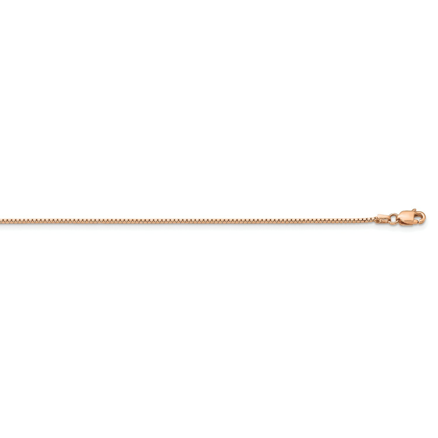 14k Rose Gold 0.95mm Solid Plain Box Link Chain w/ Lobster Clasp 16″ – 30″