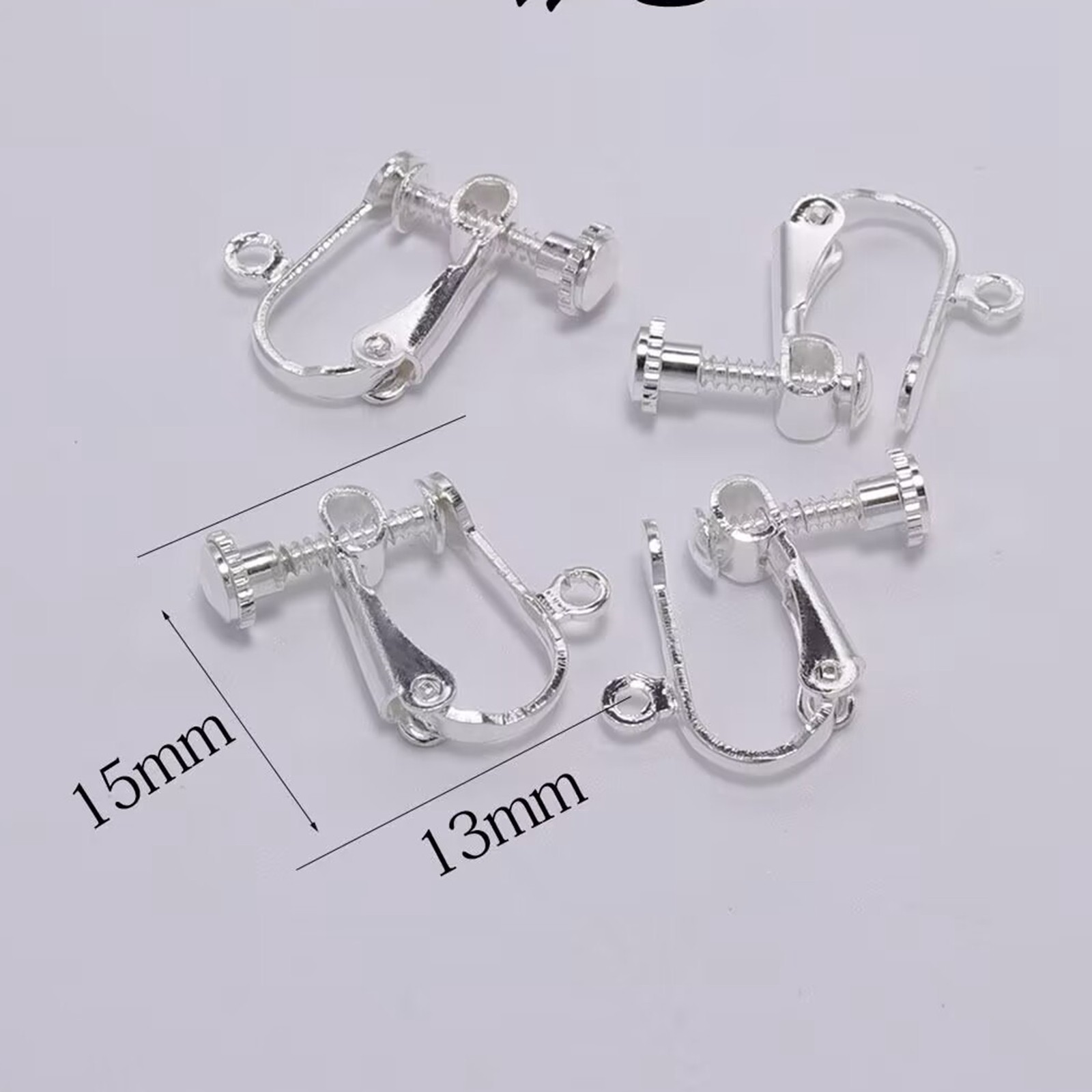 50 Silve Plated Clip On Snap Screw Back Dangle Earring Hooks Findings Lever Bac