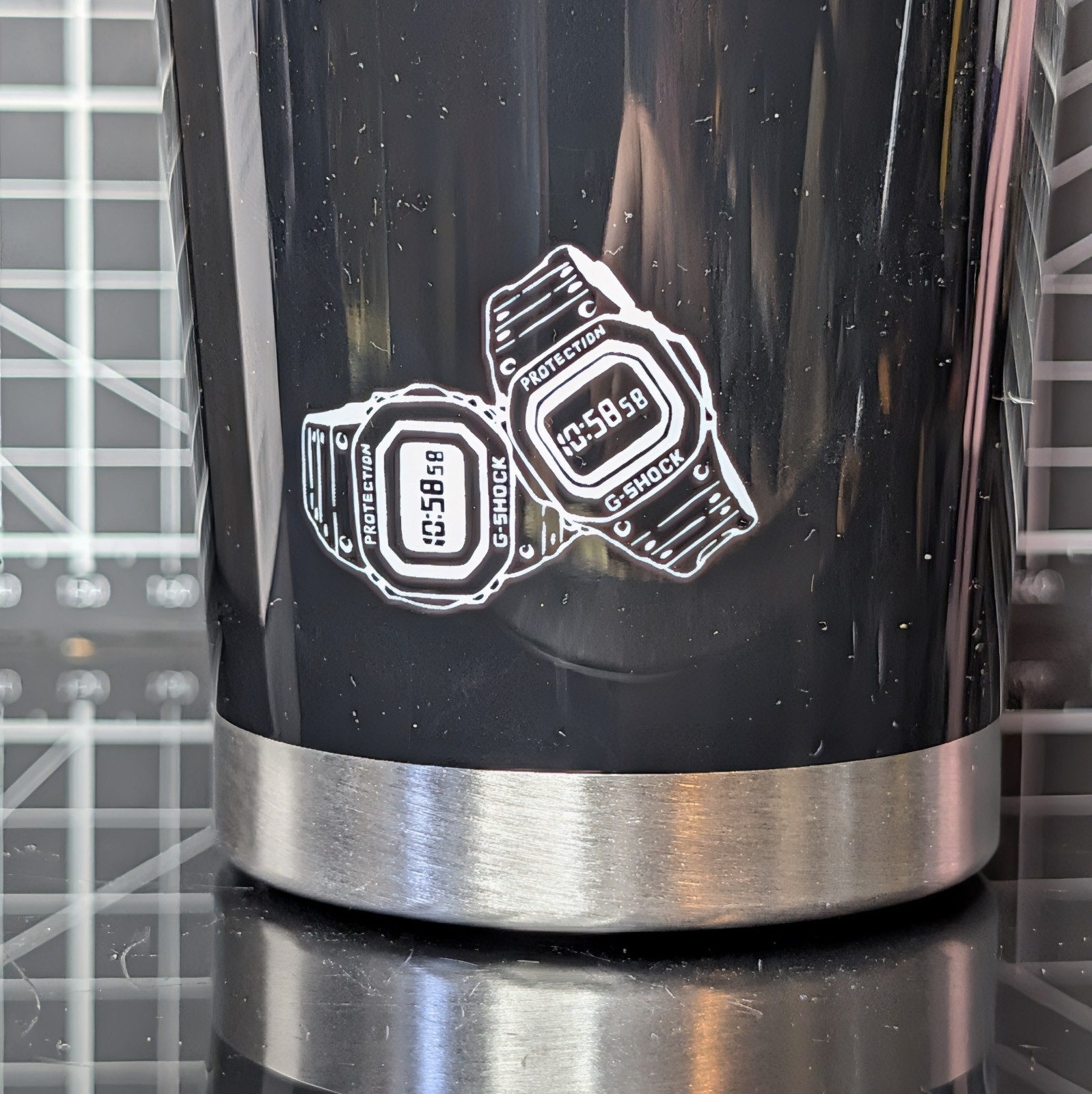Casio G-Shock 350ml Tumbler Rotating Slider Lid Black Silver Promo Merch Display