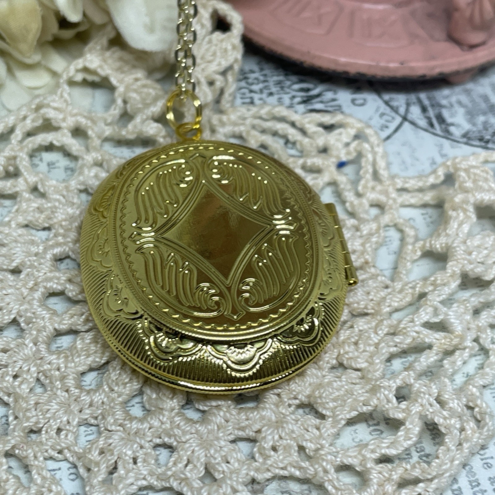 Birthday Gold Fairy Flower Butterfly Cameo Locket Necklace anniversary birthday