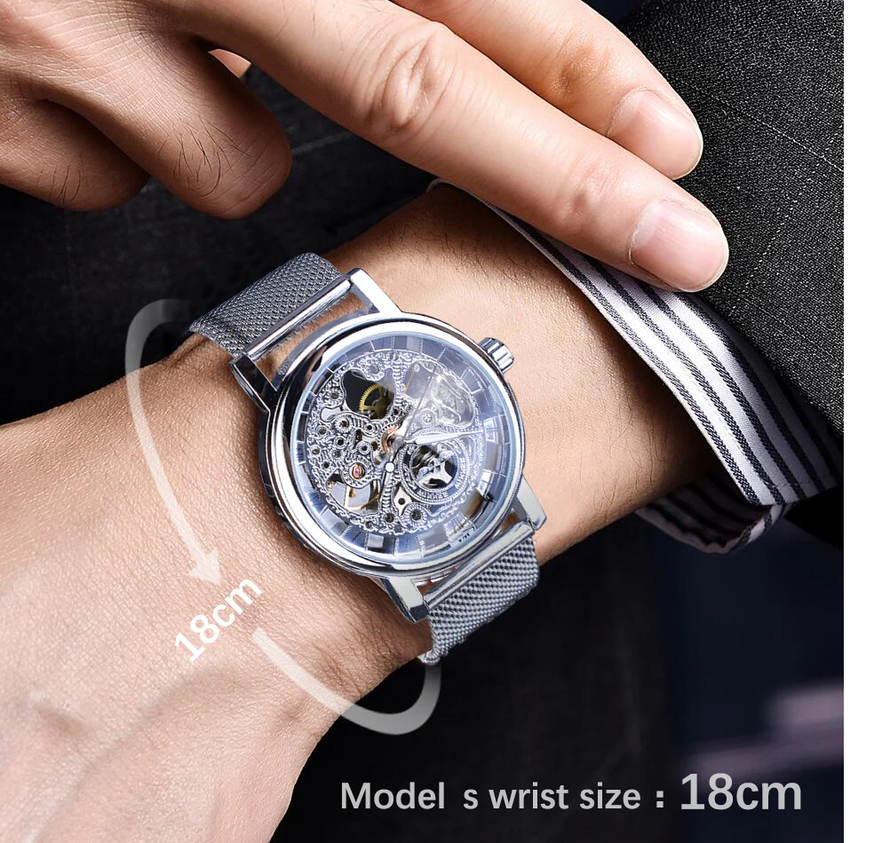 WINNER Mechanical Luxury Leather Elegant Skeleton Automatic Men’s Watch