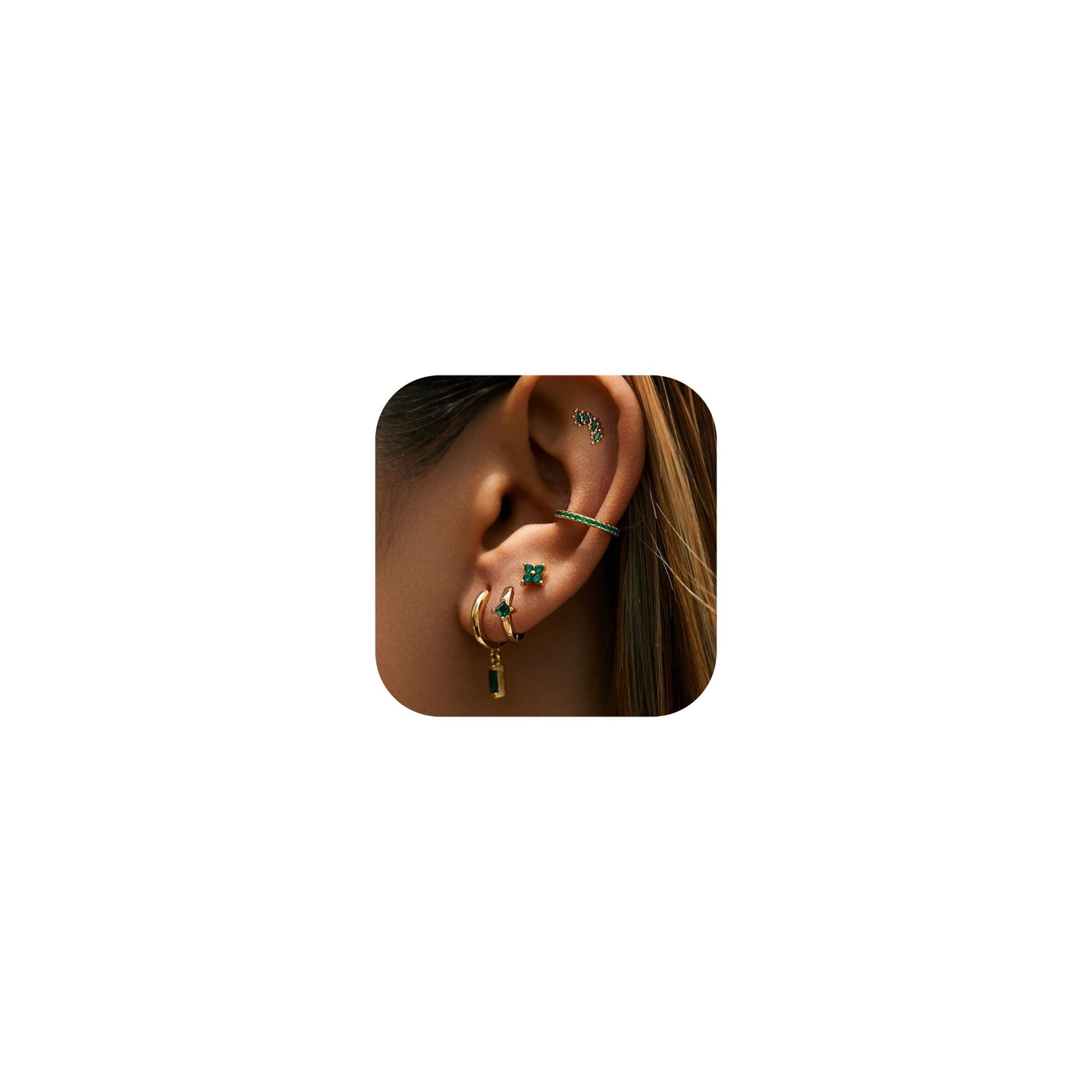5 Pairs Sterling Silver Stud Hoop Earrings for Women Teens Dainty 14k Gold Da…