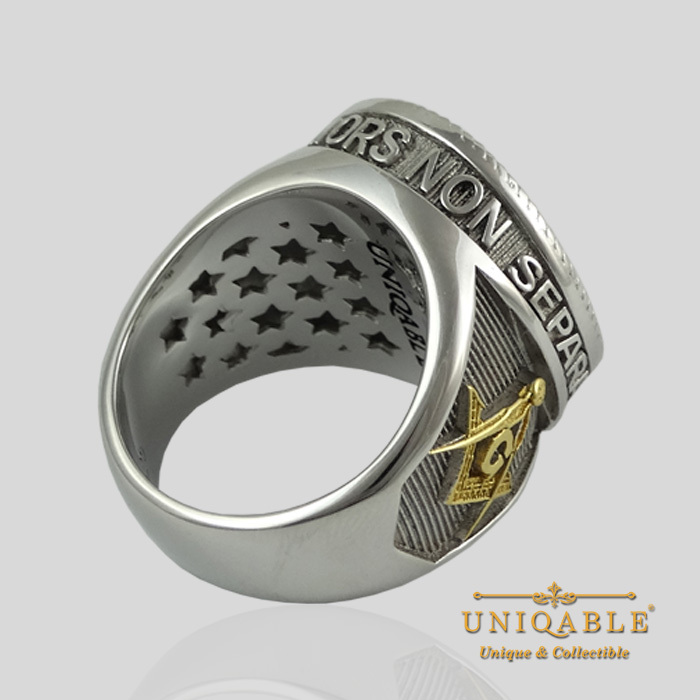 Masonic Memento Mori Skull Bones Ring Sterling Silver Gold Pl Freemason UNIQABLE