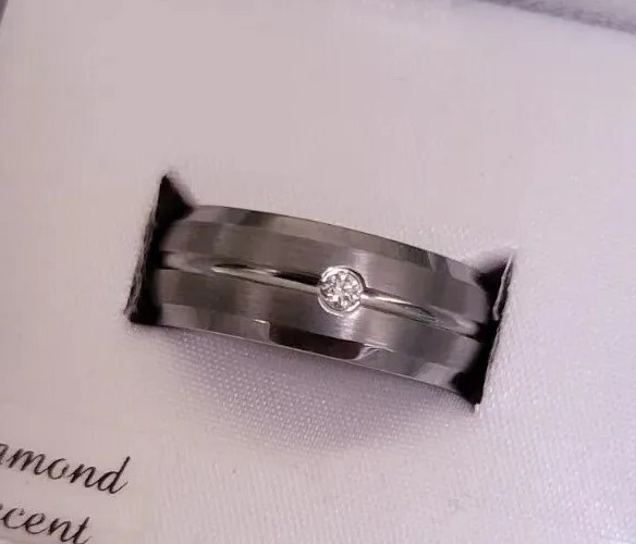 Grey Tungsten 9.5 Size Triton Engagement Ring 8mm Diamond Band New In Box