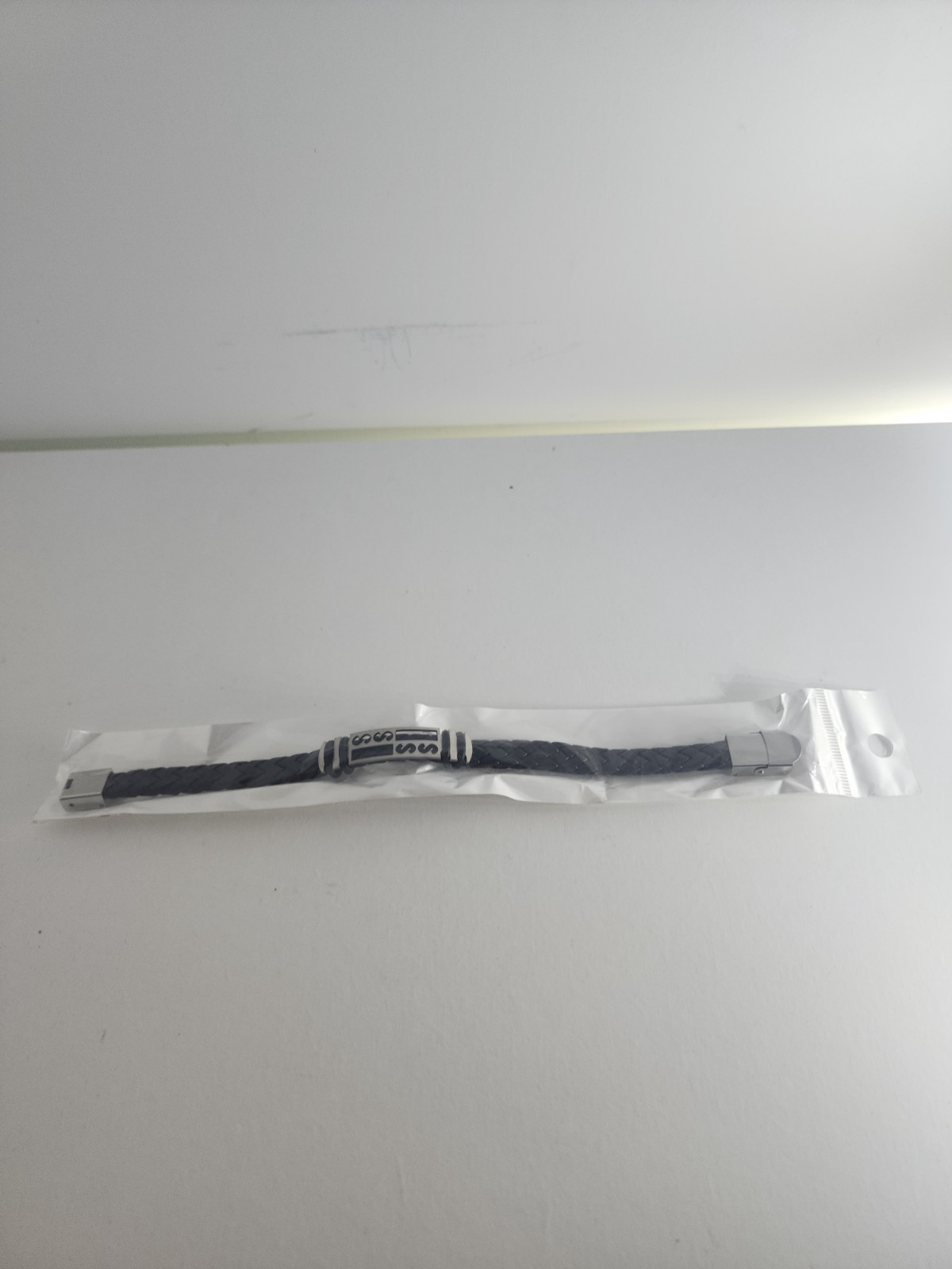 Men Black Braided Casual Bracelet Silver Accent Urban Fashion Sealed Gift New