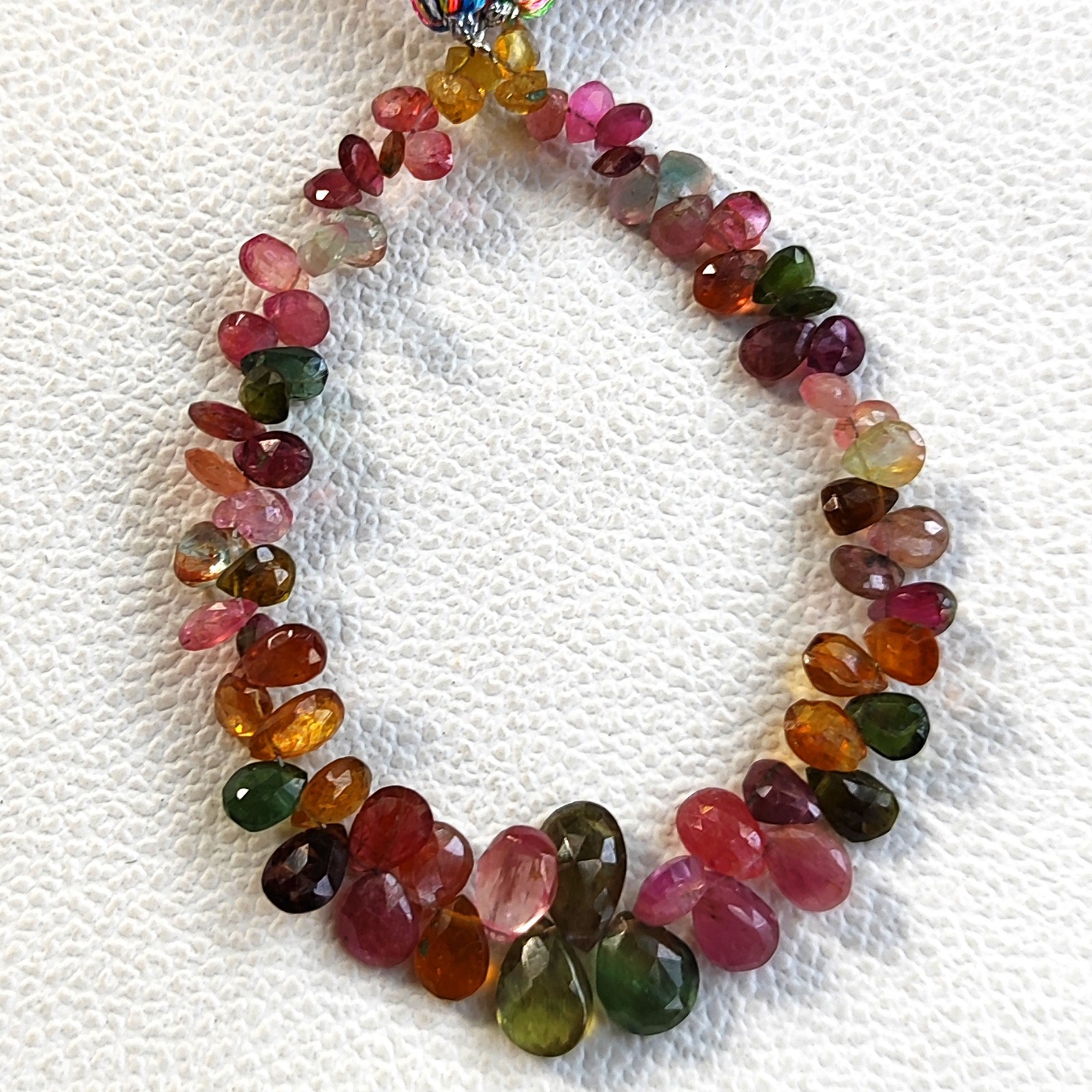 Brazilian Tourmaline 7” Strand Faceted Pear Shape 5×3-10×6 mm Multicolor Gems