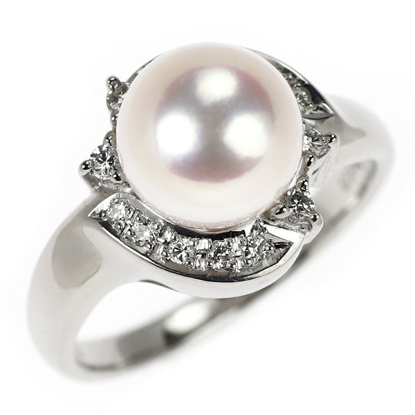 Tasaki Pearl Pt900 Akoya Pearl Diamond Ring 0.14ct Diameter Approx. 8.4 mm – Aut