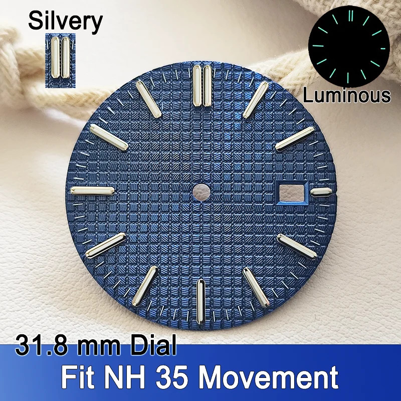 31.8mm Dial C3 Green Luminous Watch Dial Hands For NH35 NH35A Replacement