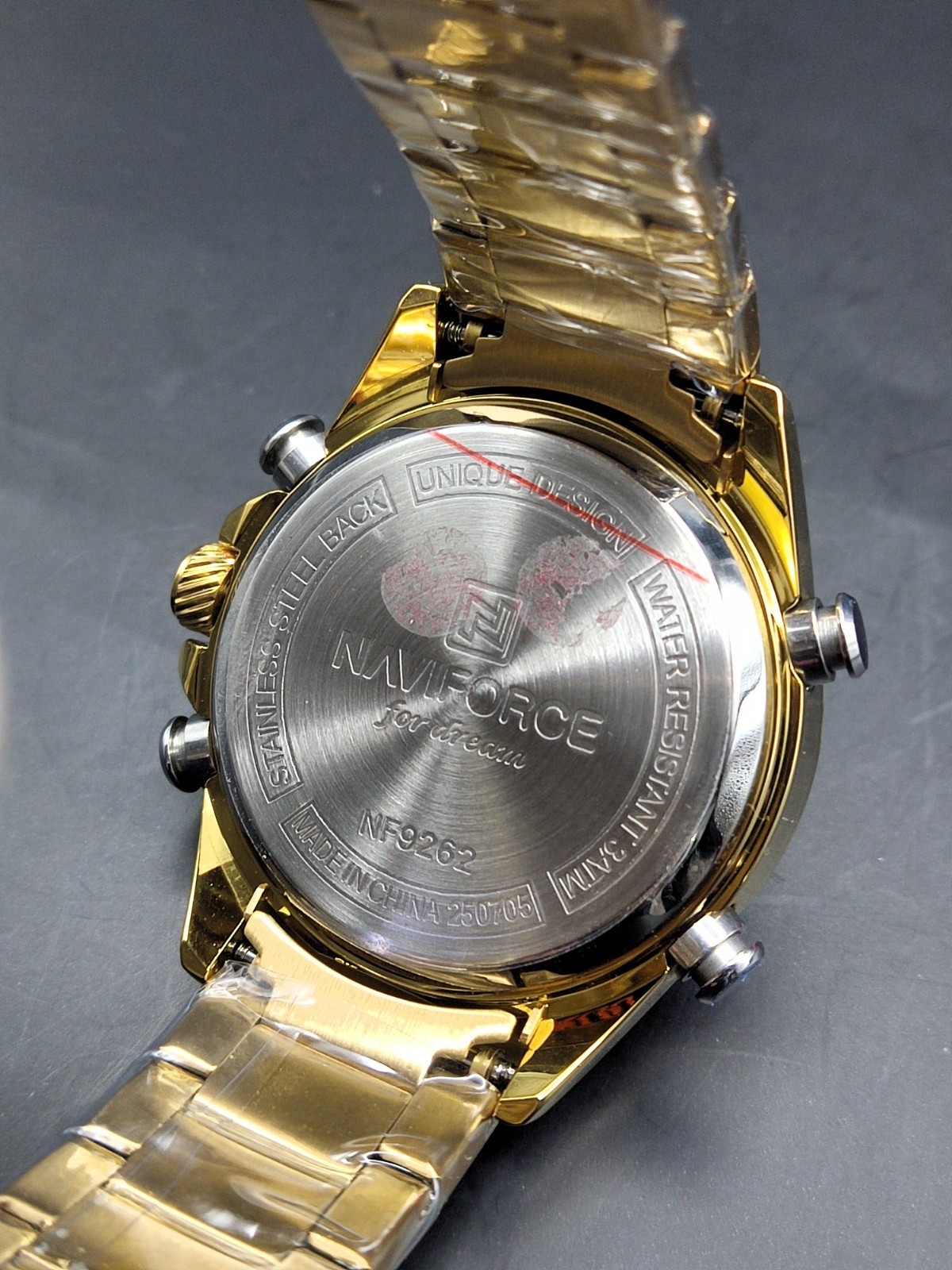 #Refurbished Naviforce Double Display Gold Plated Men’s Wrist Watch