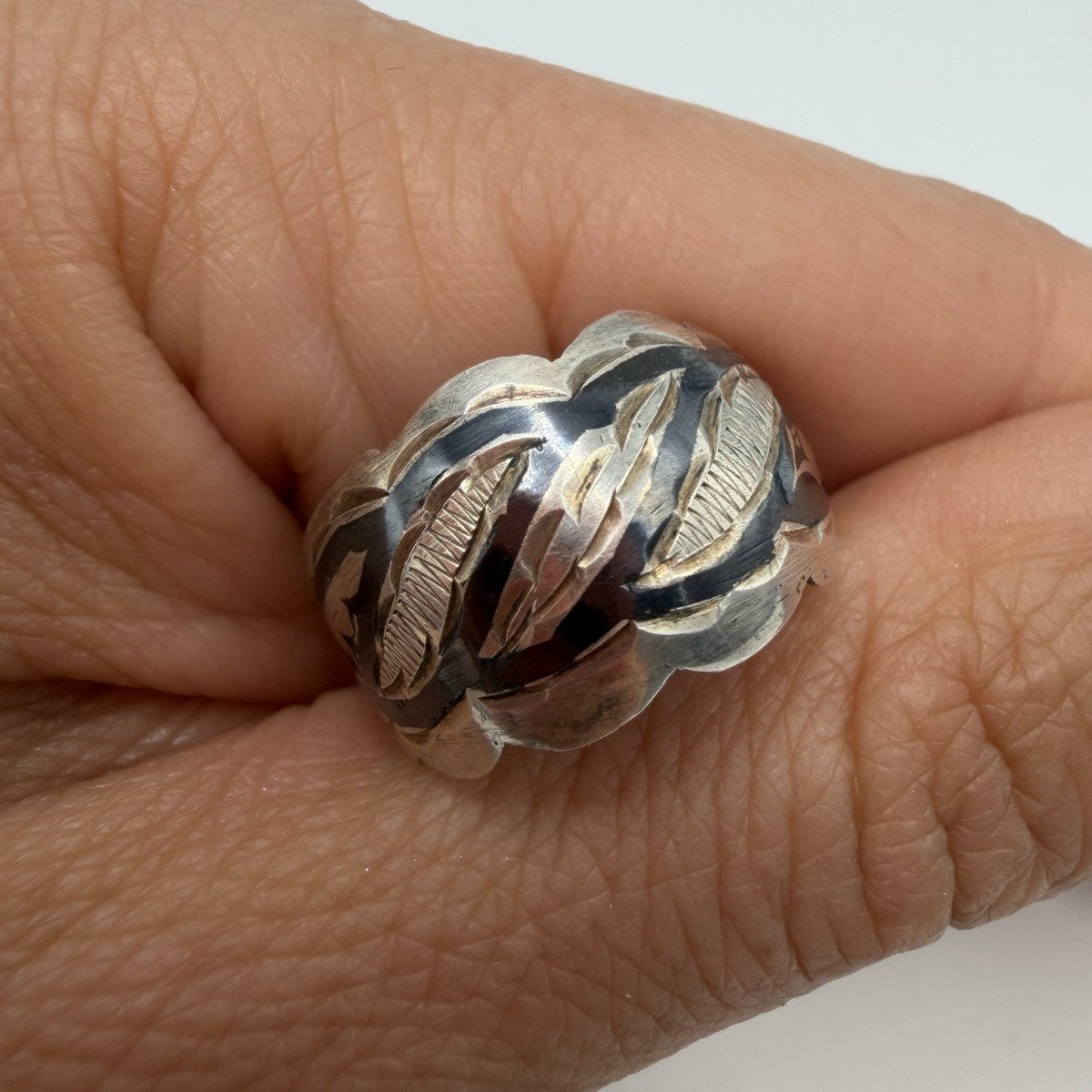 Vintage USSR 875 Silver Kubachi Niello Women’s Ring Size 9 Star Hallmark
