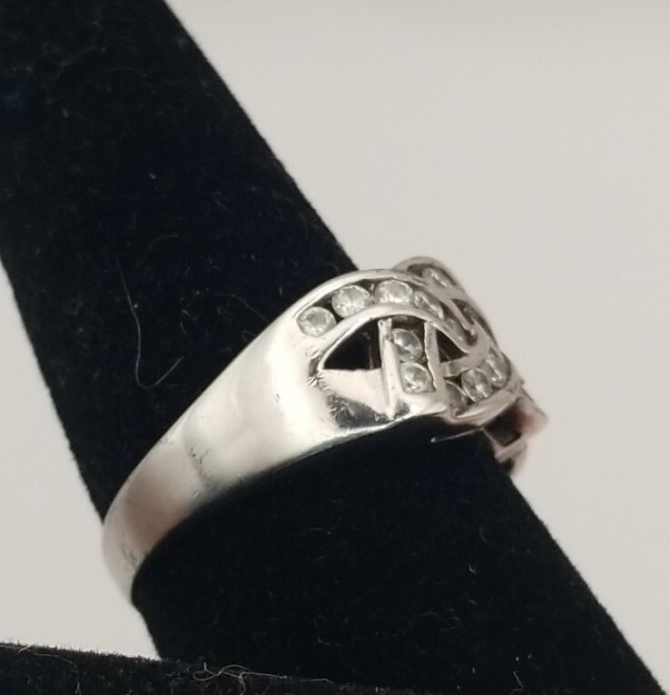 Vintage GSJ Signed CZ Woven Braid Sterling Silver Ring – Size 9.25 #3372