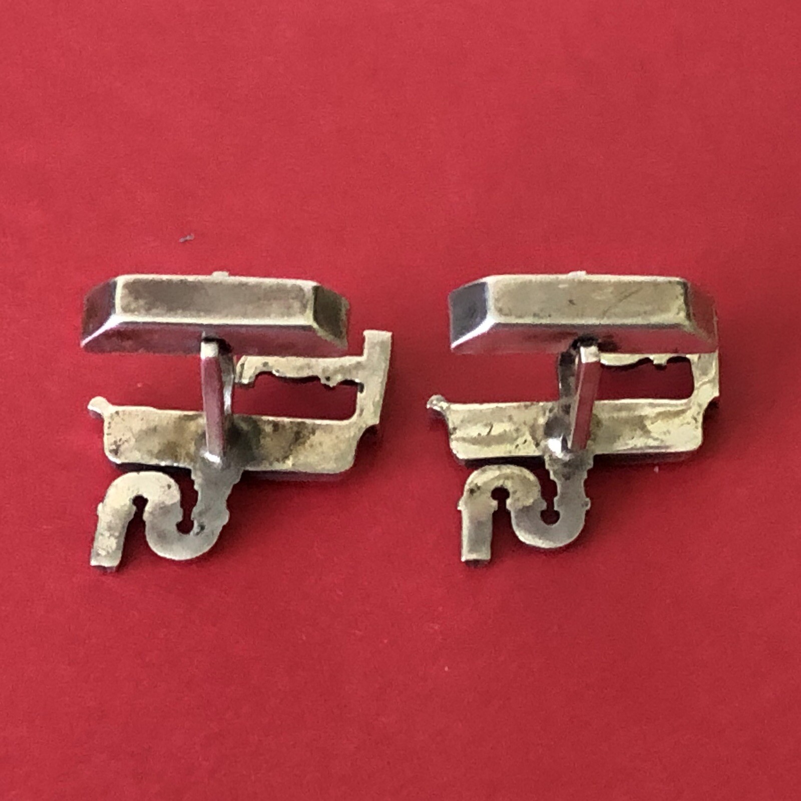 Vtg Sterling Silver Figural Kitchen Sink Father’s Day Gift Dad Joke CUFFLINKS