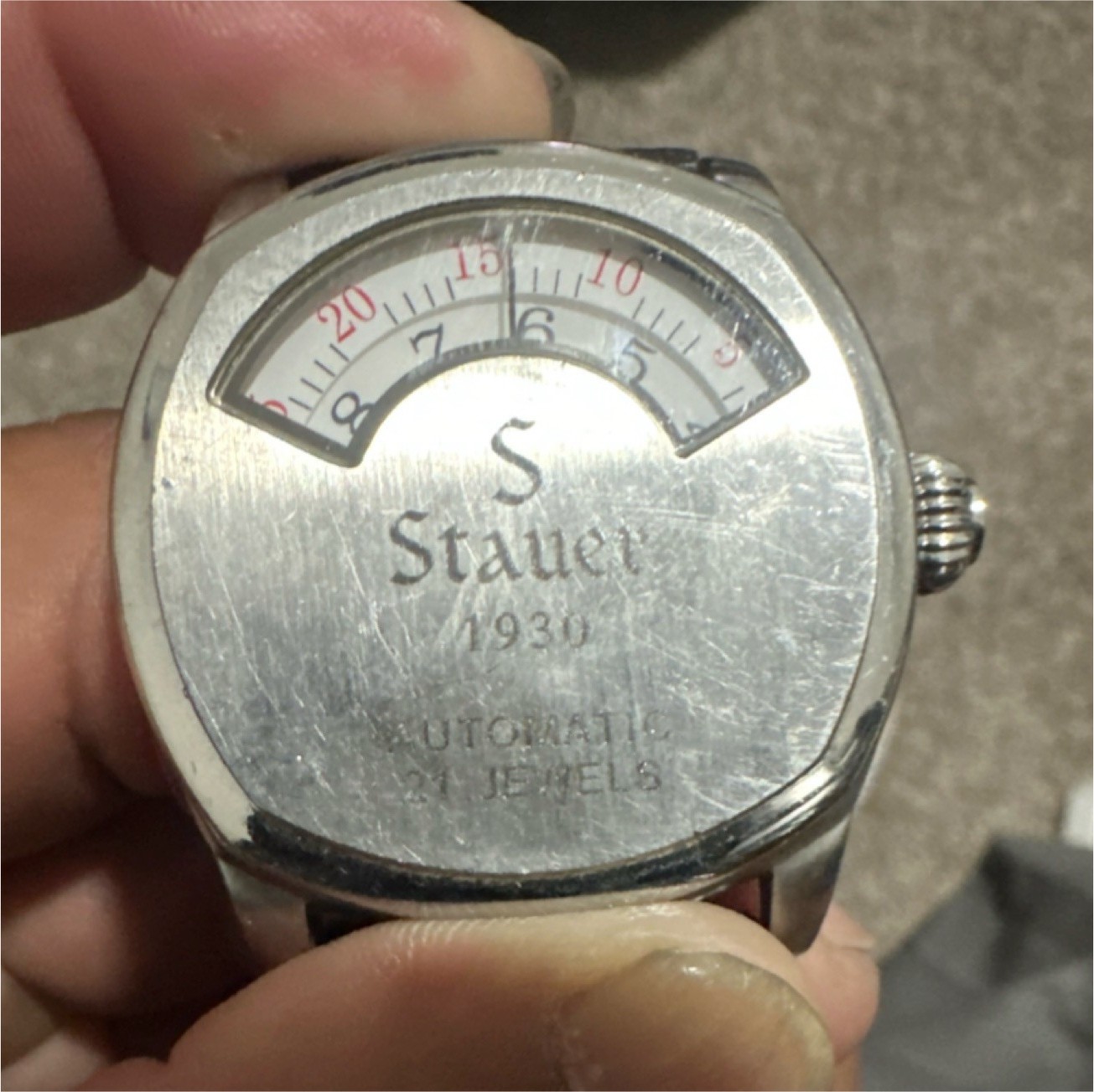 Stauer 1930 Automatic 21 Jewels Wristwatch Stainless Steel Black Leather Men