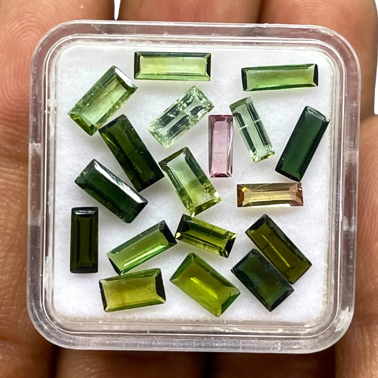 18 Pcs Natural Mozambique Tourmaline 5.4-7mm Baguette Cut Loose Gemstones Lot