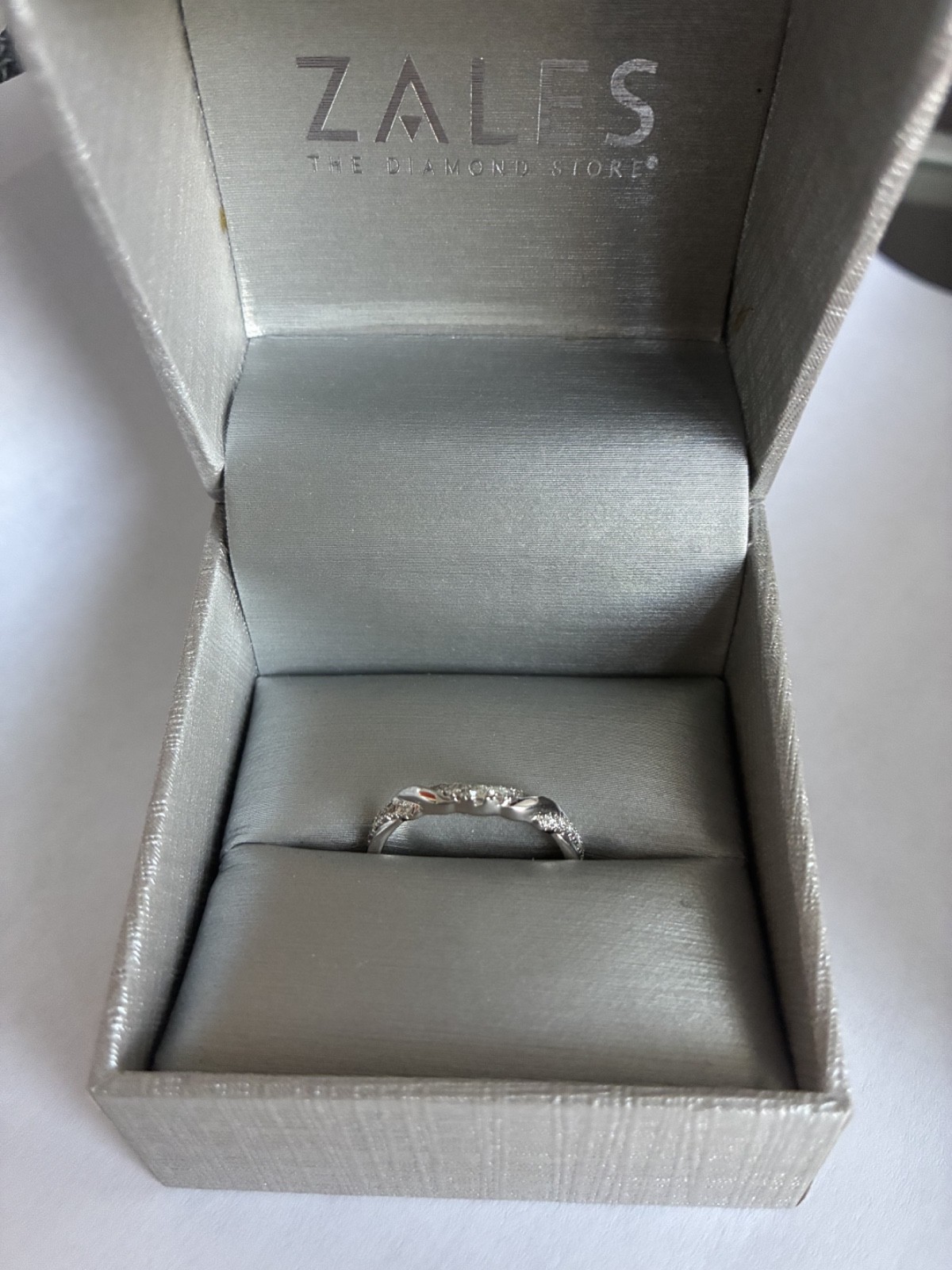 1/5 CT. T.W. Diamond Wrapped Contour Anniversary Band in 14K White Gold Size 8.5