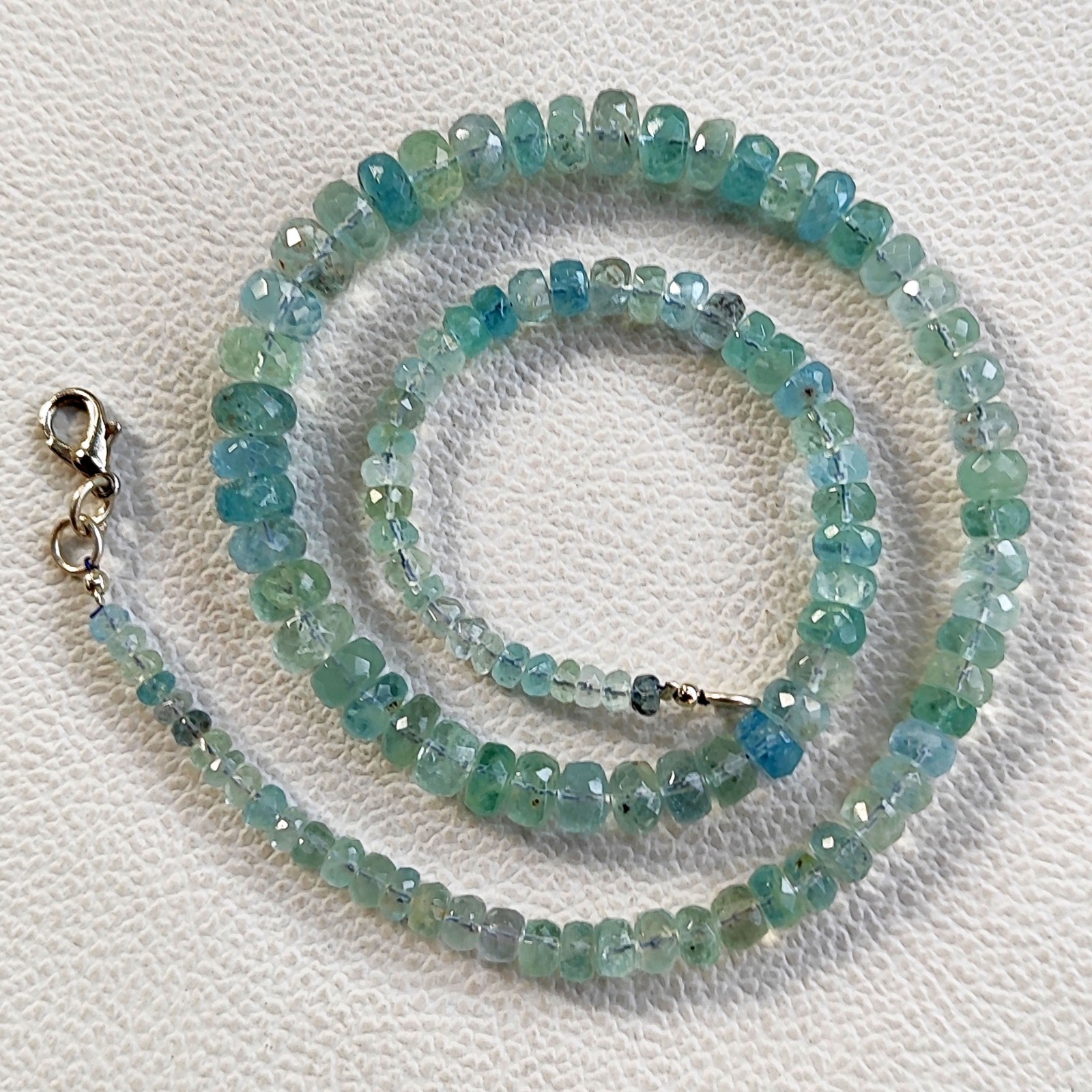 Brazilian Aquamarine 3.5-8 mm Faceted Roundelle Beads 16″ Gemstone Necklace
