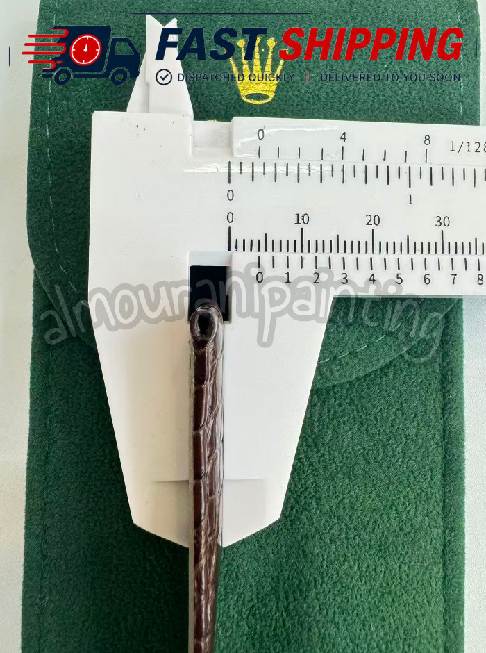 Rolex 19/16mm Brown Crocodile Leather Band + 𝐑𝐎𝐋𝐄𝐗 Silver Crown Buckle NOS