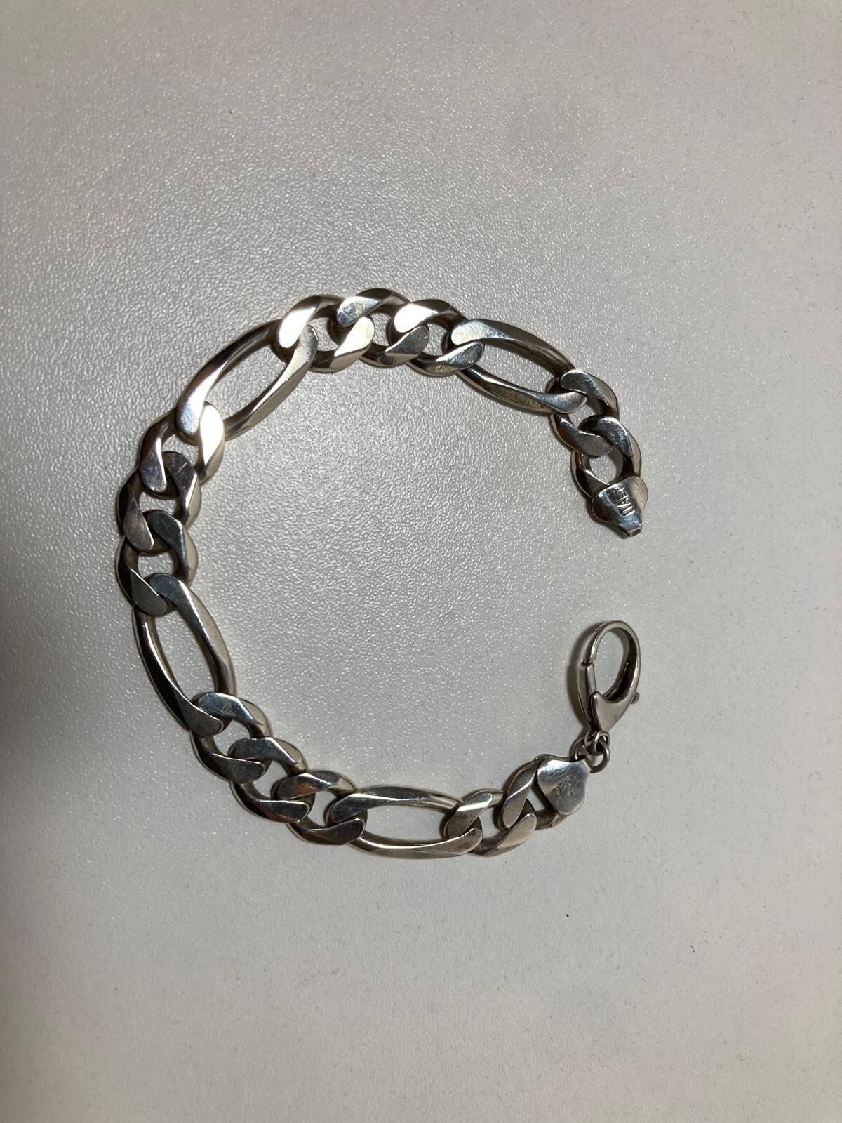 925 Silver Flat Chain Bracelet Made in ITALY Used Polished