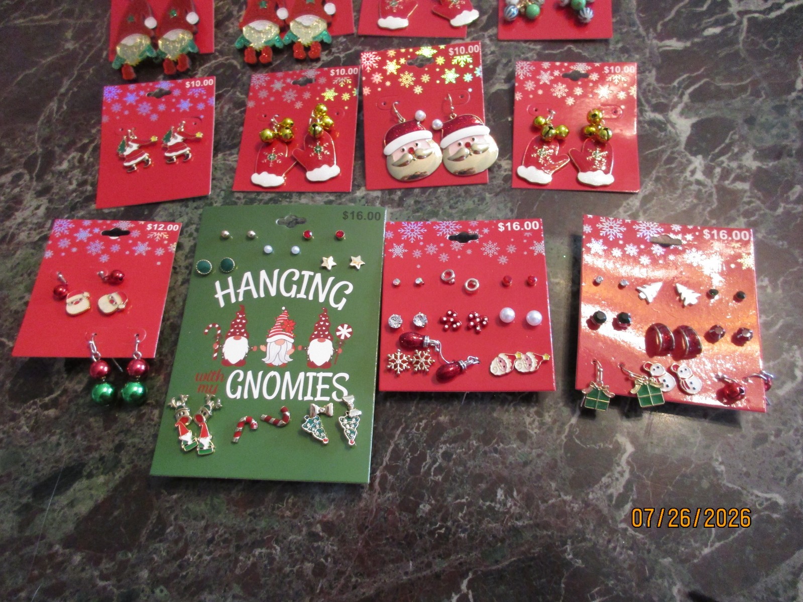 Lot 12 Assorted Christmas Holiday Earrings Multi Piece & Sngle Pair Earring Lot
