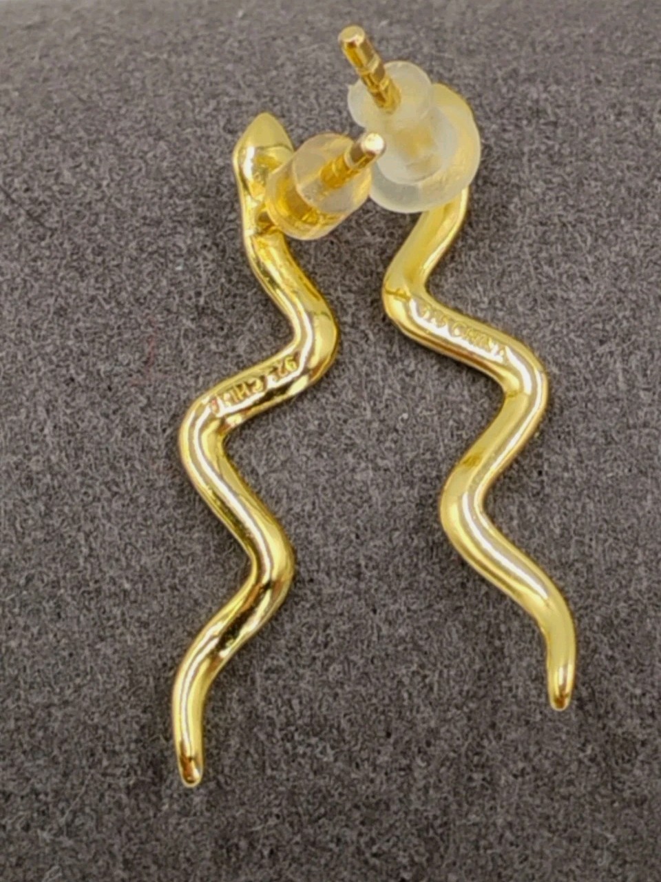 Slithering Snake Serpent 925 Sterling Silver Stud Earrings