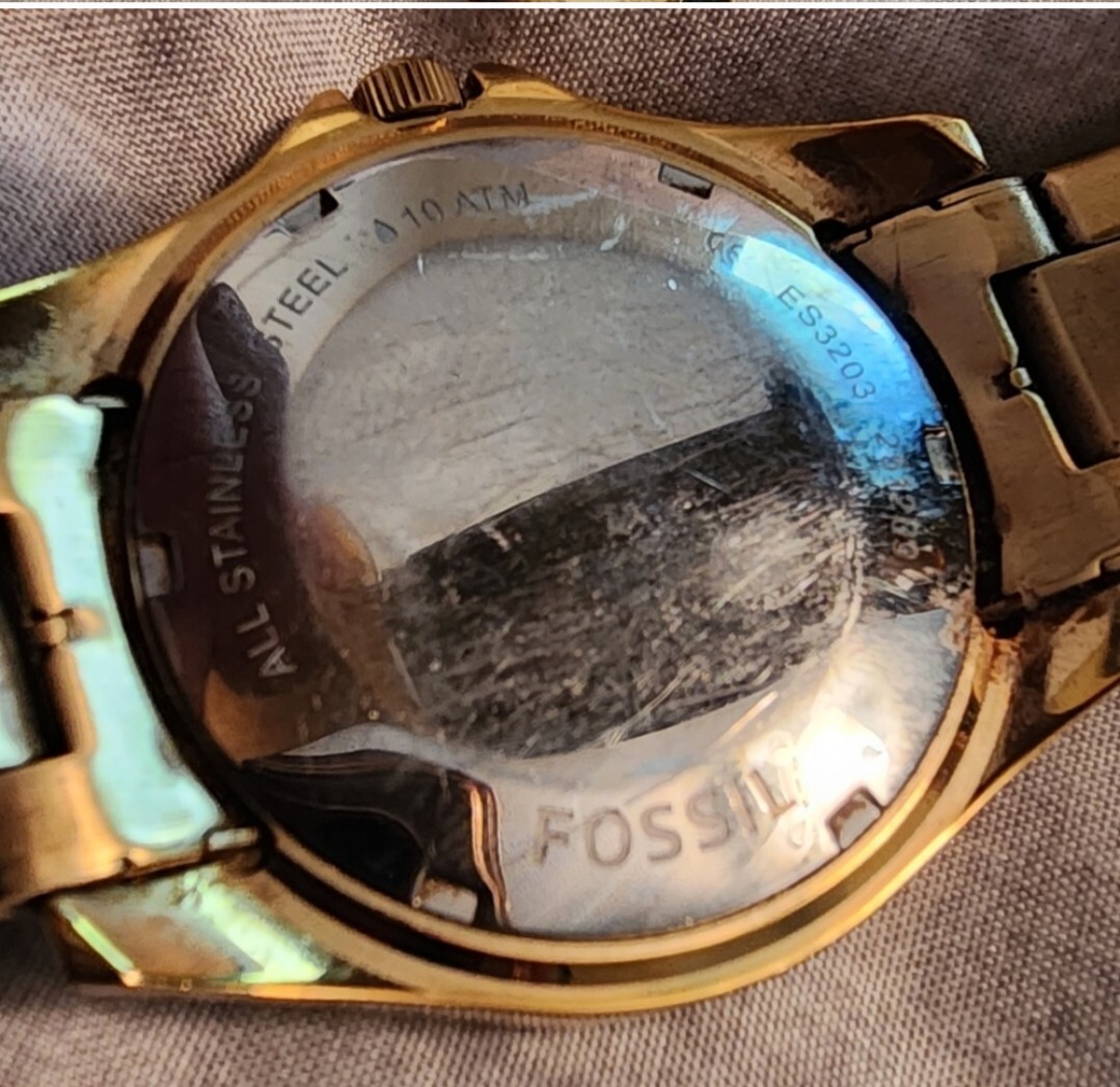 Womens Fossil Riley Gold Crystal Watch ES204 Multifunctional