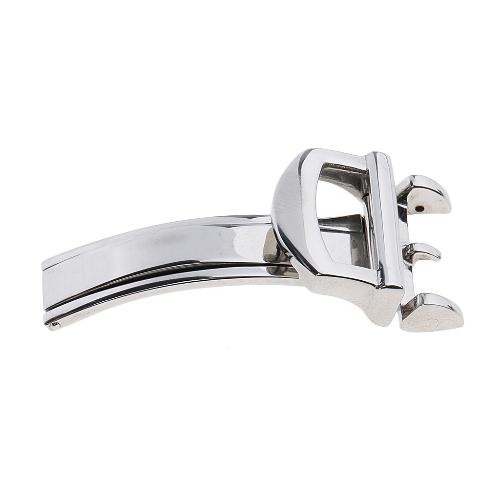 16mm Silver Stainless Steel Deployment Clasp Folding Buckle For Leather Watch