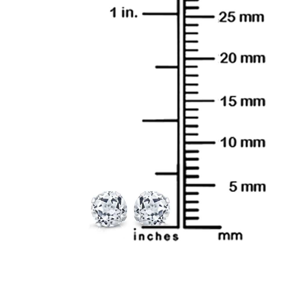 925 Sterling Silver Blue Topaz, White Topaz and Garnet Stud Earrings Set of 3