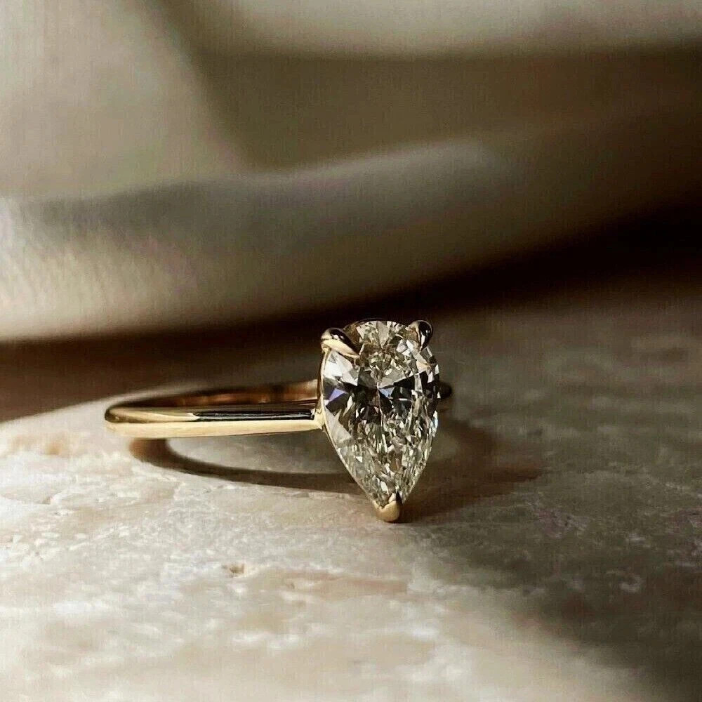 1.50Ct Pear Cut Lab Grown IGI Certified Diamond Ring Solid 925 Sterling Silver